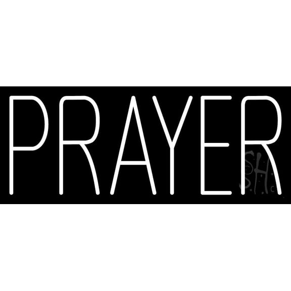 White Prayer LED Neon Sign 10" Tall x 24" Wide - inches Black Square Cut Acrylic Backing, with Dimmer - Premium built indoor Sign for Home dcor, Event, Religious place, Store interior, Office.