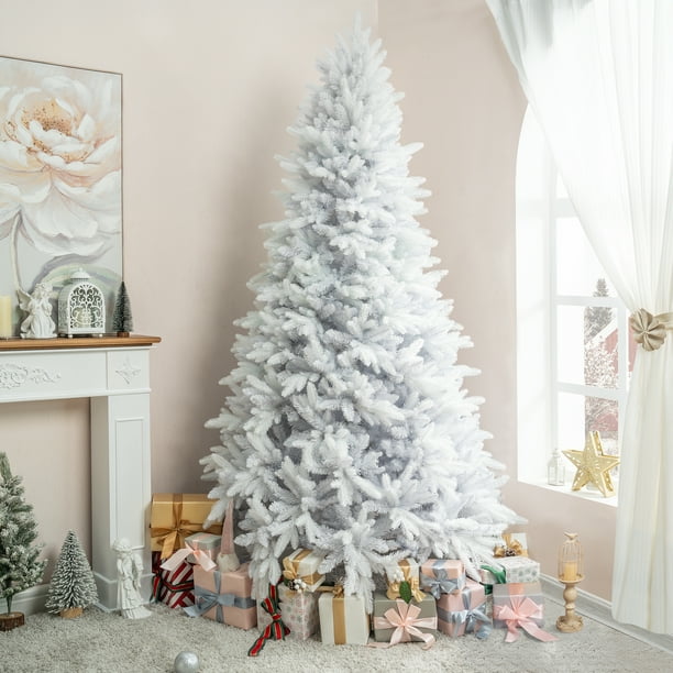 White Pre-Lit Christmas Trees with Full, Realistic Branch Tips