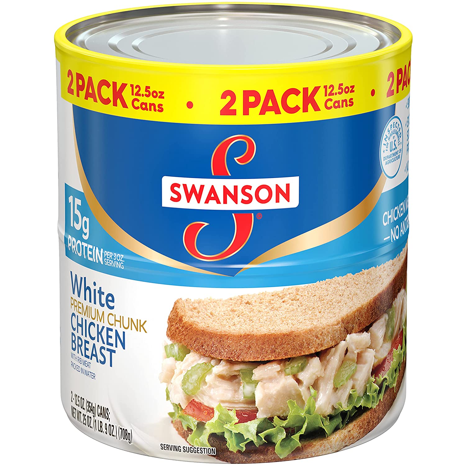 White Premium Chunk Canned Chicken Breast in Water, Fully Cooked