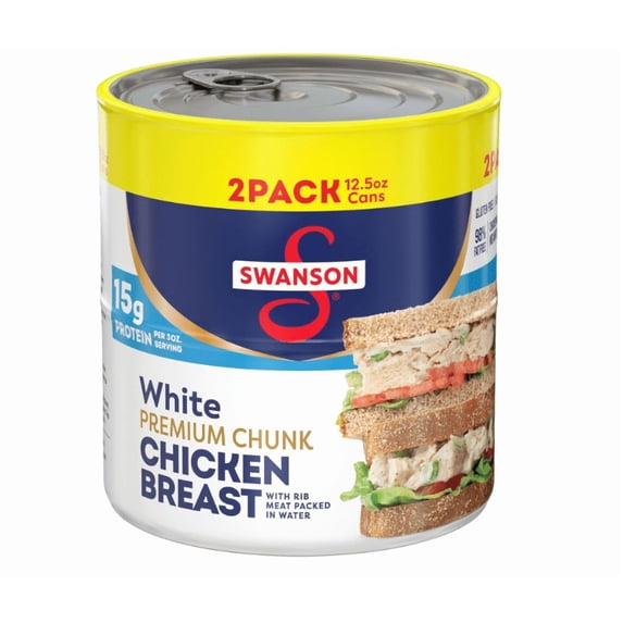 White Premium Chunk Chicken Breast with Rib Meat in Water, 12.5 oz. (Pack of 2)