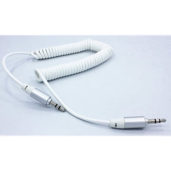 White Premium Coiled Aux Cable Car Stereo Wire Audio Speaker Cord 3.5mm Aux-in Adapter Auxiliary AOQ for Samsung Galaxy Tab 4 8.0 8.9 A 8.0 9.7 Active S 10.5 SM-T800 8.4 SM-T700 S2 8.0 9.7