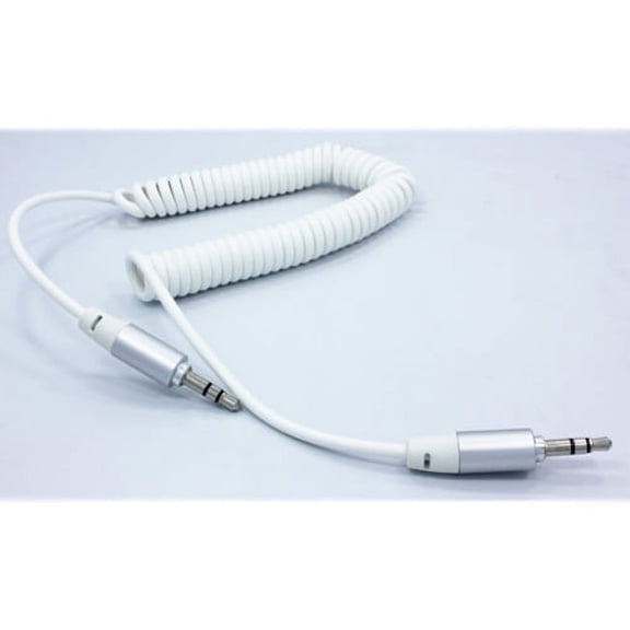 White Premium Coiled Aux Cable Car Stereo Wire Compatible With iPod Touch 5 4th Gen 3rd Gen 2nd Gen 1st Gen Nano 7th Gen 5th Gen, iPad Pro 9.7 12.9, Mini 4 3 2, Air 2