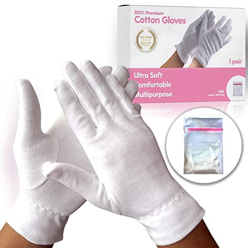 White Premium Cotton Gloves for Sleeping, 1 Pair White Cotton Gloves