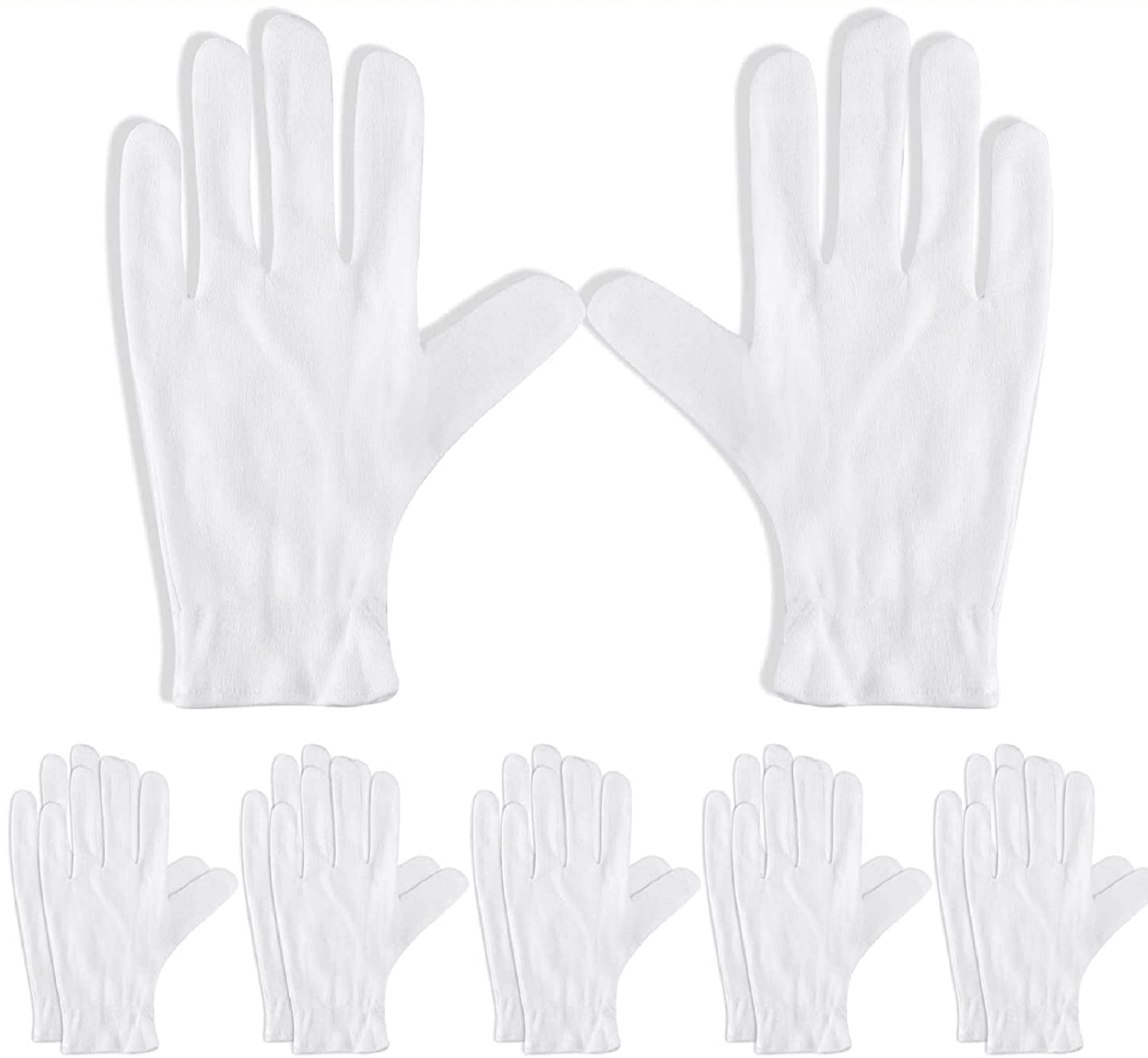 White Premium Cotton Gloves for Sleeping, 10 Pairs White Cotton Gloves