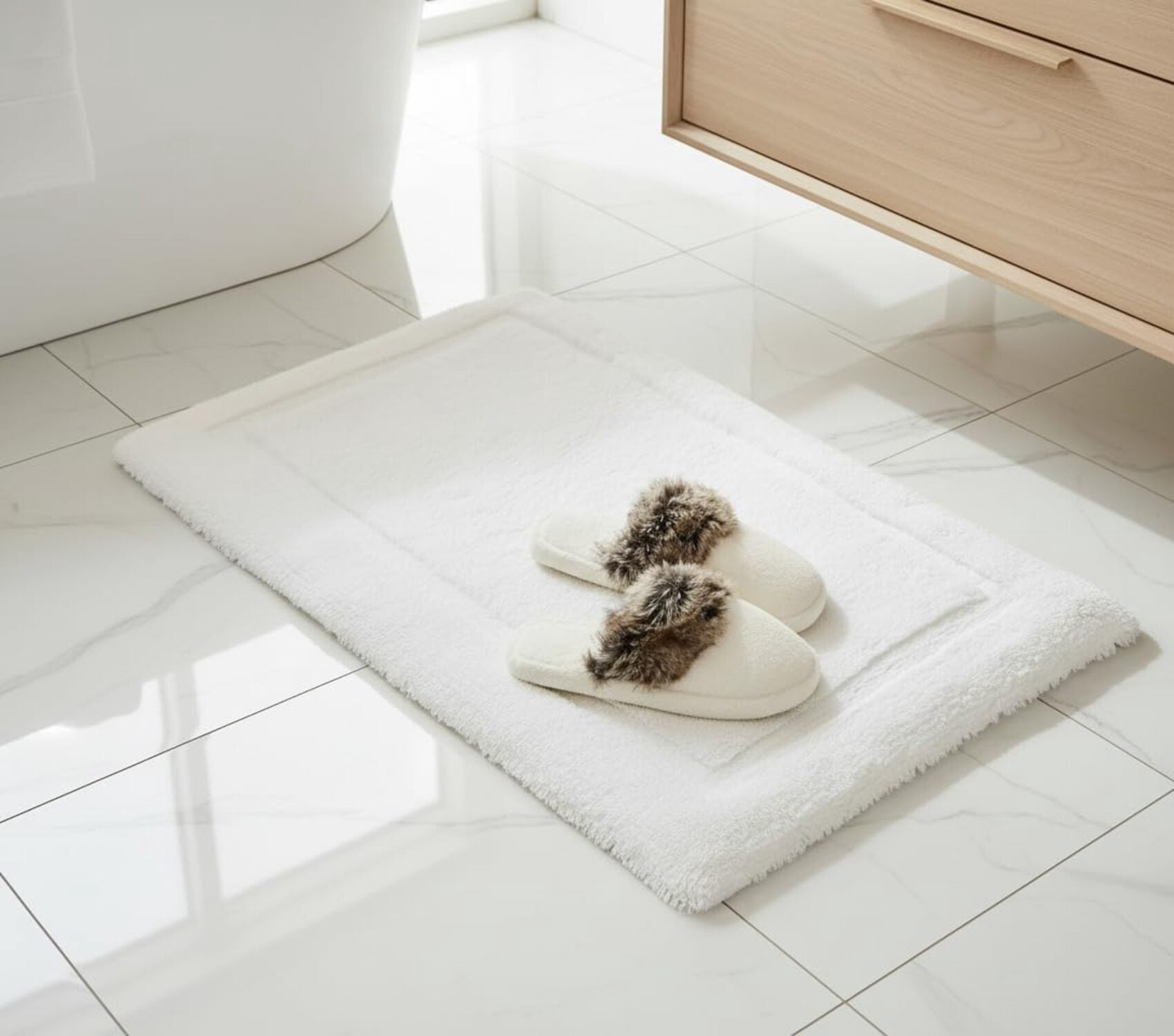 Removable Mat White Premium Removable Memory Foam Bath Mat, Thick Ultra Soft, Non ...