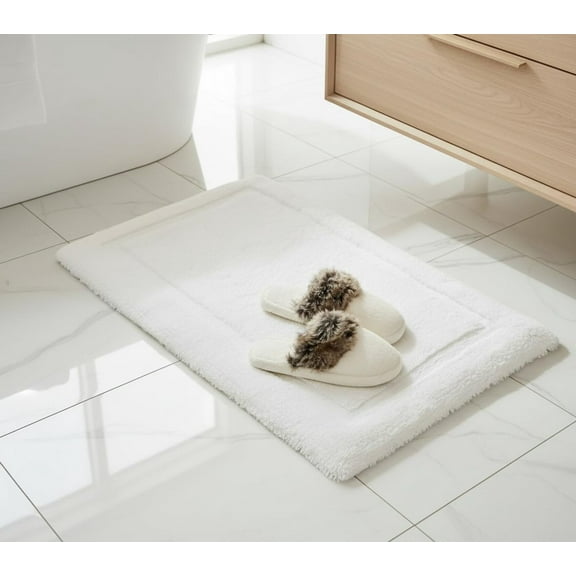 White Premium Removable Memory Foam Bath Mat, Thick Ultra Soft, Non-Slip, Water Absorbent Bathroom Rug 21 x 34