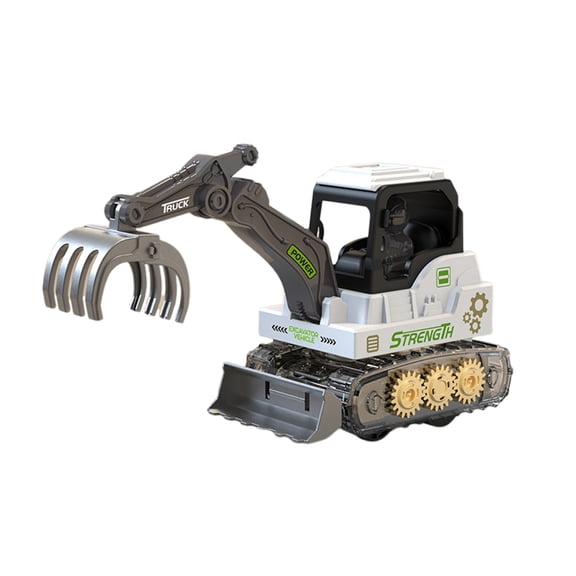 White Press Down Engineering Car Toy For Kids With Movable Arm Simulation Construction Excavator Vehicle For Boys And Girls