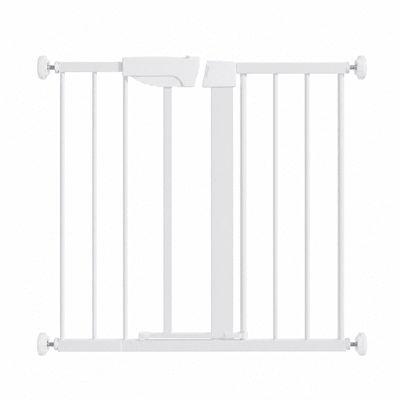 White Pressure Mounted Baby & Pet Gate 29.5"-45.3" Wide with Wall Protector, No Drill Walk Through Safety Gate for Doorways & Stairs