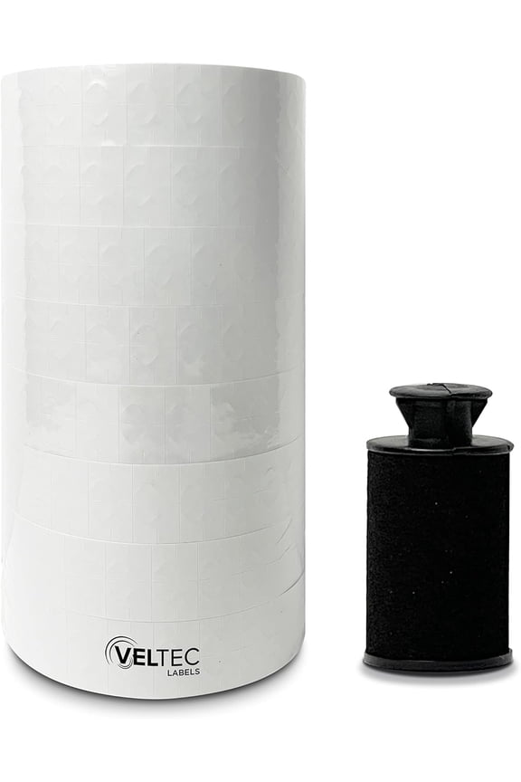 White Pricing Labels, 1 Line,for Monarch 1131 Price Gun – 1 Sleeve, 20,000 Labels with Security Slits and Free Ink Roller