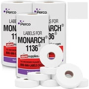 Perco White Pricing Labels for Monarch 1136 - 3 Sleeves, 24 Rolls Value Pack - 42,000 Labels with Ink Rolls Included