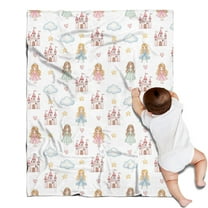 White Princess Castle Pattern Blanket,Comfortable Soft Flannel Throw Blanket,All Season,Warm Lightweight Blankets for Sofa Bed Couch Living Room Chair,30"x40"