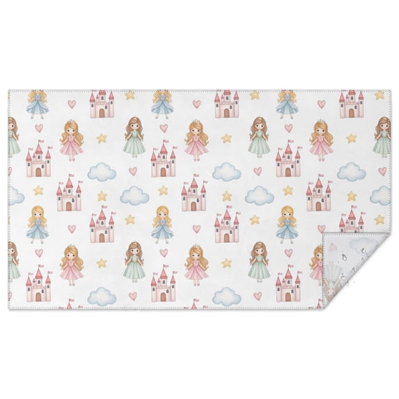 White Princess Castle Pattern Rectangle Tablecloth 60"x102",Waterproof Polyester Rectangle Table Cloth, Wipeable Spillproof Polyester Tablecloth for Dining, Camping, Indoor and Outdoor