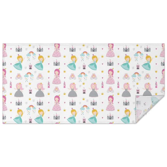 White Princess Castle Pattern Rectangle Tablecloth 60"x120",Waterproof Polyester Rectangle Table Cloth, Wipeable Spillproof Polyester Tablecloth for Dining, Camping, Indoor and Outdoor