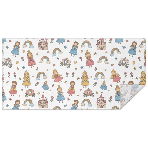 White Princess Castle Pattern Rectangle Tablecloth 60"x120",Waterproof Polyester Rectangle Table Cloth, Wipeable Spillproof Polyester Tablecloth for Dining, Camping, Indoor and Outdoor