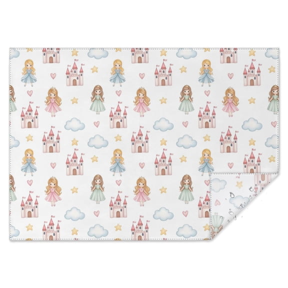 White Princess Castle Pattern Rectangle Tablecloth 60"x84",Waterproof Polyester Rectangle Table Cloth, Wipeable Spillproof Polyester Tablecloth for Dining, Camping, Indoor and Outdoor