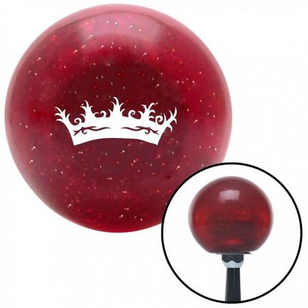 White Princess Crown Red Metal Flake Shift Knob with M16 x 1.5 Insert Shifter Auto Brody