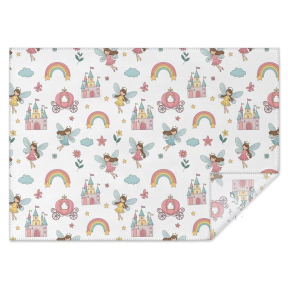 White Princess Fairy Castle Pattern Rectangle Tablecloth 60"x84",Waterproof Polyester Rectangle Table Cloth, Wipeable Spillproof Polyester Tablecloth for Dining, Camping, Indoor and Outdoor