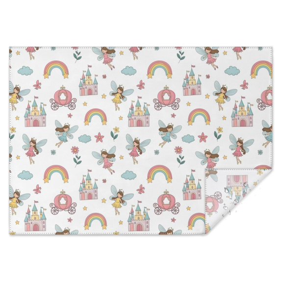 White Princess Fairy Castle Pattern Rectangle Tablecloth 60"x84",Waterproof Polyester Rectangle Table Cloth, Wipeable Spillproof Polyester Tablecloth for Dining, Camping, Indoor and Outdoor