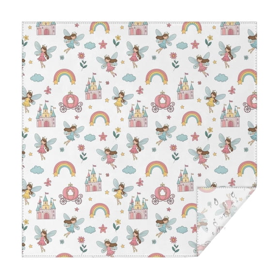 White Princess Fairy Castle Pattern Square Tablecloth,Waterproof Square Table Cover,Wipeable Spillproof Washable Table Cover for Home Kitchen Party Decor 52"x52"(132x132cm)
