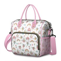 White Princess Fairy Castle Pattern Womens Lunch Box for Work,Insulated Large Lunch Bag for Tween and Teen,Loncheras Para Mujer,Leakproof Adult Lunch Bag for Work,Beach,Travel,Picnic,Camping