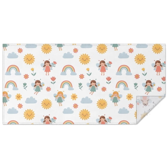 White Princess Fairy Sun Pattern Rectangle Tablecloth 60"x120",Waterproof Polyester Rectangle Table Cloth, Wipeable Spillproof Polyester Tablecloth for Dining, Camping, Indoor and Outdoor