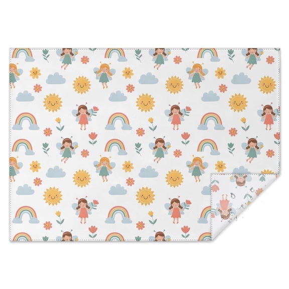 White Princess Fairy Sun Pattern Rectangle Tablecloth 60"x84",Waterproof Polyester Rectangle Table Cloth, Wipeable Spillproof Polyester Tablecloth for Dining, Camping, Indoor and Outdoor