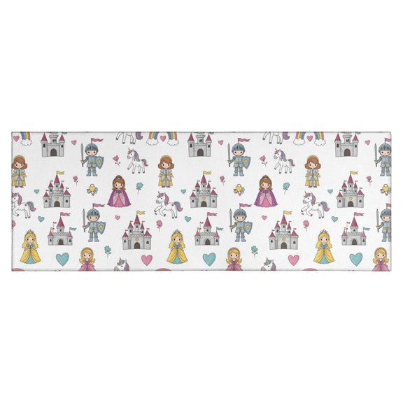 White Princess Knight Pattern Kitchen Rug Mat,Kitchen Runner Rugs Non Skid Washable,Decorative Kitchen Floor Mats for Kitchen,Sink,Laundry,17"X47"