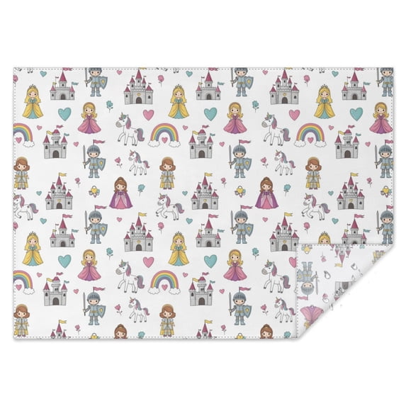White Princess Knight Pattern Rectangle Tablecloth 60"x84",Waterproof Polyester Rectangle Table Cloth, Wipeable Spillproof Polyester Tablecloth for Dining, Camping, Indoor and Outdoor