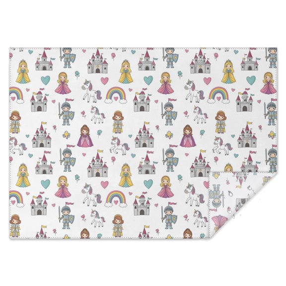 White Princess Knight Pattern Rectangle Tablecloth 60"x84",Waterproof Polyester Rectangle Table Cloth, Wipeable Spillproof Polyester Tablecloth for Dining, Camping, Indoor and Outdoor