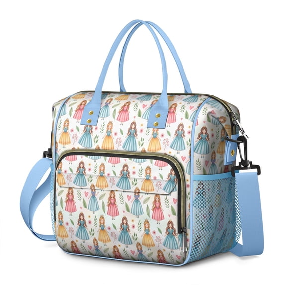 White Princess & Leaf Pattern Womens Lunch Box for Work,Insulated Large Lunch Bag for Tween and Teen,Loncheras Para Mujer,Leakproof Adult Lunch Bag for Work,Beach,Travel,Picnic,Camping