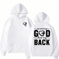 thumbnail image 1 of White Print Hoodie Graphic Sweatshirt Religious Hoodies No Worries God Has My Back Heart Cross Design Apparel for Daily Wear Encouragement Events Tops S-2XL, 1 of 6
