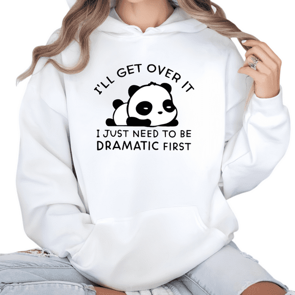 White Print Hoodie Graphic Sweatshirt S-2XL Cute Panda Funny Quote Everyday Tops
