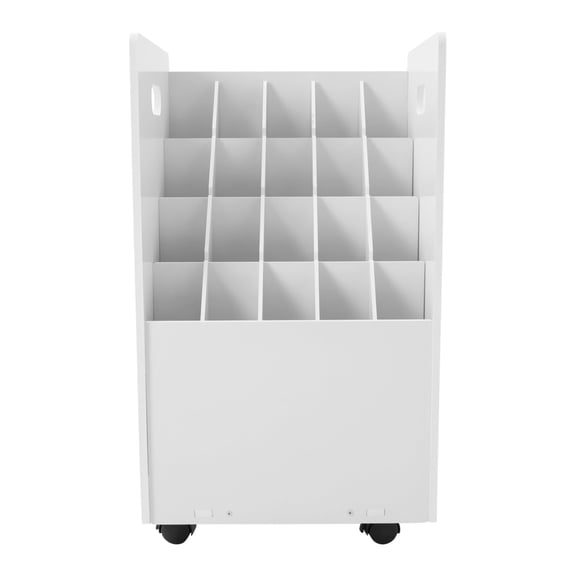 White Print Storage Organizer with Wheels, 20 Slots Mobile Blueprint Storage Rack Cart, Construction Plan Holder Roll Files Cart Map Poster Storage Cabinet for Office Home School