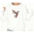 thumbnail image 1 of White Print Sweatshirt Graphic Floral Hummingbird Style Colorful Wildlife Theme Casual Weekend Shirts Trendy Cozy Wear Tops S-3XL, 1 of 5