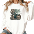 thumbnail image 1 of White Print Sweatshirt Graphic Raccoons Admiring The Moon Style Casual Weekend Shirts Trendy Cozy Wear Tops S-3XL, 1 of 5