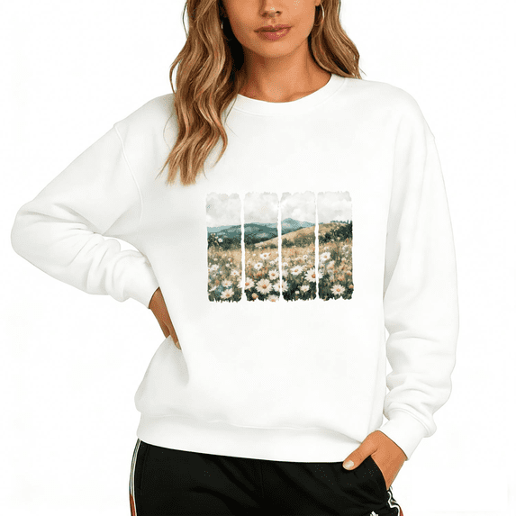 White Print Sweatshirt Graphic Sweatshirt Let Kindness Bloom Wildflower Coquette Inspired Personalized Graphic Wear S-3XL Tops