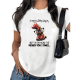 thumbnail image 1 of White Print T shirt Graphic Tees Shirts I May Look Calm Funny Animal Humor Size S-5XL Tops, 1 of 5
