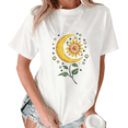 thumbnail image 1 of White Print Tshirt Graphic Tees Shirts Boho Sunflower Moon Art Spring Casual Wear S-5XL Tops, 1 of 5