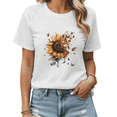 thumbnail image 1 of White Print Tshirt Graphic Tees Shirts Burst Sunflower Vintage Art Street Style Cute Casual Wear S-5XL Tops, 1 of 5