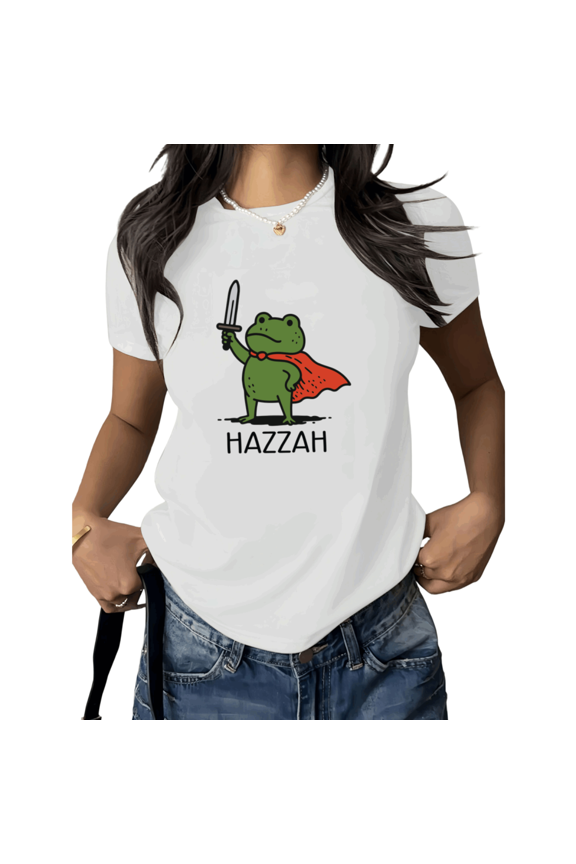 White Print Tshirt Graphic Tees Shirts Cute Frog Hero Humor Graphic Casual S 5XL Tops