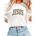 thumbnail image 1 of White Print Tshirt Graphic Tees Shirts Jesus Leopard Letter Christian Faith Short Sleeve Casual Tops S-5XL, 1 of 5