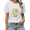 thumbnail image 1 of White Print Tshirt Graphic Tees Shirts Moon Sunflower Celestial Vintage Fashion Wear S-5XL Tops, 1 of 5