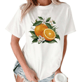 thumbnail image 1 of White Print Tshirt Graphic Tees Shirts S-5XL Citrus Orange Blossom Print Casual Trendy Tops, 1 of 5