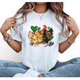 thumbnail image 1 of White Print Tshirt Graphic Tees Shirts St Patrick Day Chicken Family Heart Clover Pattern Casual Daily Wear Tops S-5XL, 1 of 4