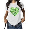 thumbnail image 1 of White Print Tshirt Graphic Tees Shirts St Patrick’s Day Heart Themed Watercolor Clover Cluster Design Holiday Casual Fashion Comfortable Breathable Classic Fit Tops S-5XL, 1 of 4