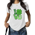 thumbnail image 1 of White Print Tshirt Graphic Tees Shirts St Patrick’s Day Love Themed Clover Design Trendy Holiday Casual Lightweight Comfortable Classic Fit Tops S-5XL, 1 of 5
