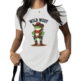 thumbnail image 1 of White Print Tshirt Graphic Tees Shirts Wild West Frog Cowboy Casual Summer S 5XL Tops, 1 of 5