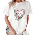thumbnail image 1 of White Print Tshirt Graphic Tees Shirts Wildflower Heart Gift For Floral Lovers S-5XL Tops, 1 of 5