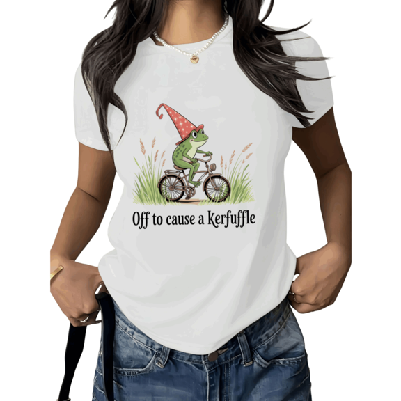 White Print Tshirt Graphic Tees Shirts Wizard Frog Bicycle Cute Casual Summer Humor S 5XL Tops