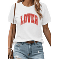 thumbnail image 1 of White Print Tshirt Women Graphic Tees Red Distressed Lover Shirts for Valentine’s Day Casual Daily Wear Tops S-5XL, 1 of 5